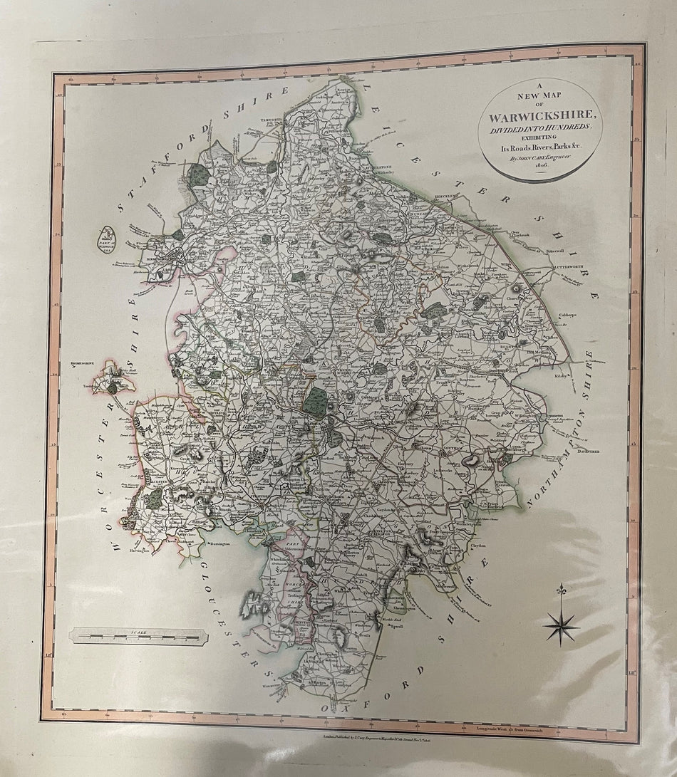 Cary's New English Atlas - Map Of Warwickshire